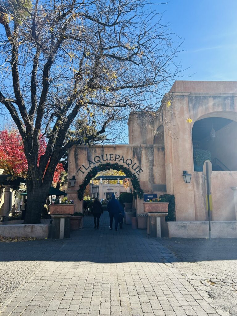 View of the front entrance to the Tlaquepaque Village in Sedona - Arizona's Red Rock Country