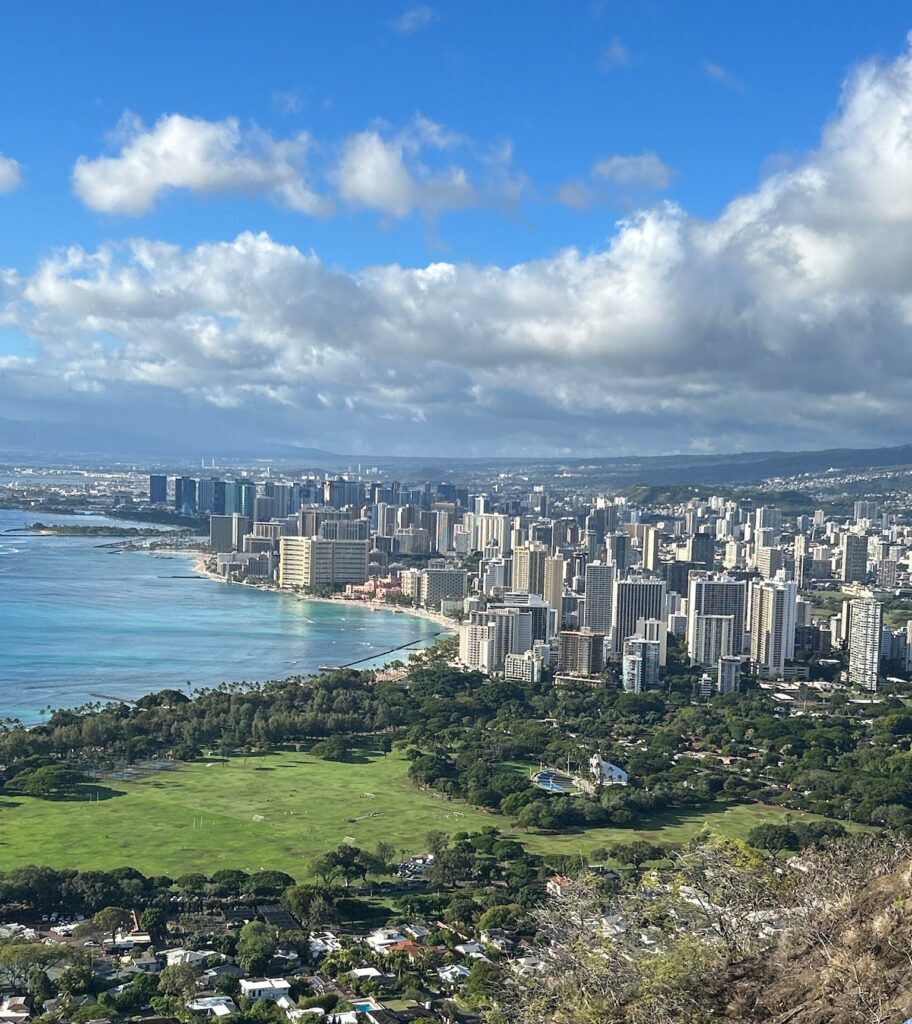 View of the city from the top of the Diamond Head Lookout - 48 hour itinerary in Hawaii