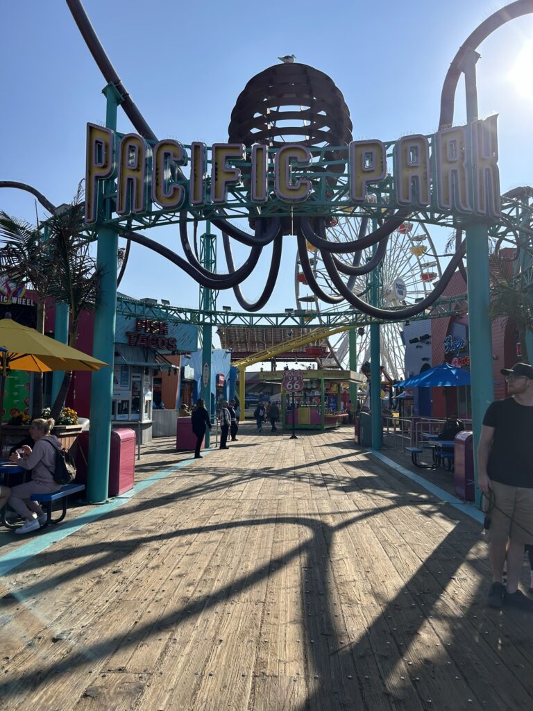 Entrance to the theme park Pacific Park at Santa Monica Pier